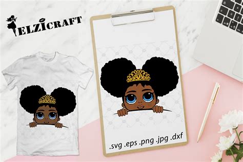 Afro Princess Peeking SVG Cut File By ELZIcraft TheHungryJPEG