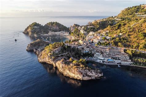 Aerial View of Sea Coast in Taormina, Sicily, Italy Stock Photo - Image ...