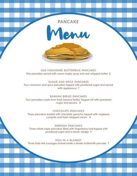 Pancake Breakfast Menu