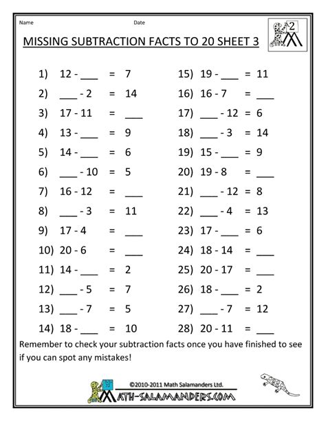 Subtraction For Kids 2nd Grade