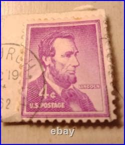 Abraham Lincoln 4 Cent Stamp Purple Ink Thin Error Very Rare 1962