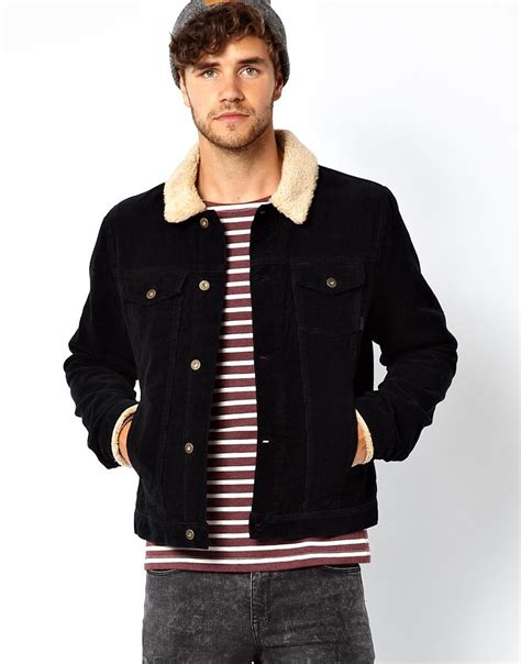 Lyst Gossard Asos Cord Jacket With Borg In Black For Men