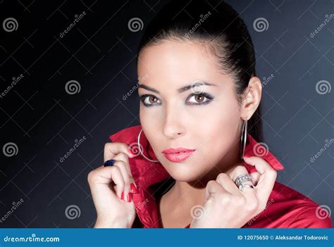 Photo Session Of The Beautiful Elegant Brunette Stock Photo Image Of Contemporary Innocent