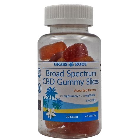 25mg Broad Spectrum Cbd Fruit Slices Gummies Grass Root Essential Products Wholesale