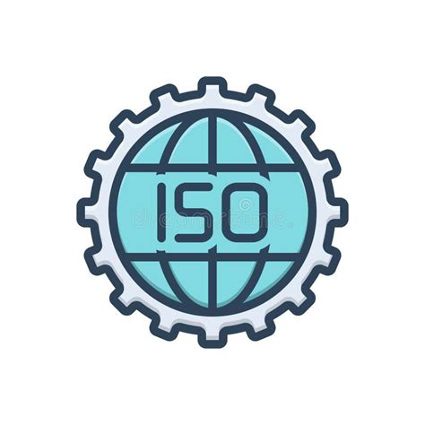 Color Illustration Icon For Iso Certificate And International Stock