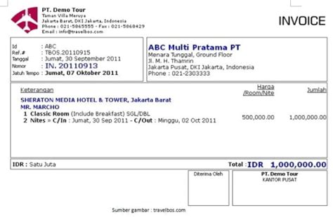 Contoh Surat Invoice Penagihan Bank Indonesia