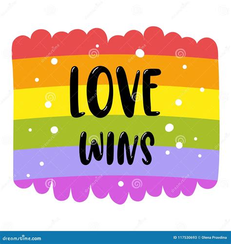 Gay Pride Lettering On A Rainbow Flag Inscription Love Wins LGBT Rights Concept Vector