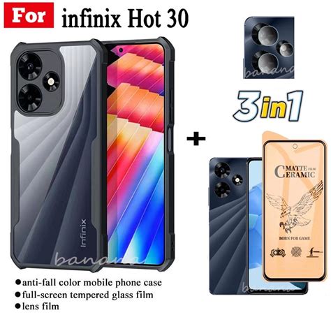 in เคสโทรศพท กนกระแทก สาหรบ infinix Hot i play ฟลมฝาเซรามค ฟลมเลนสกลอง