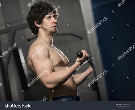Fitness Athlete Naked Torso Trains On Stock Photo 1056079274 Shutterstock