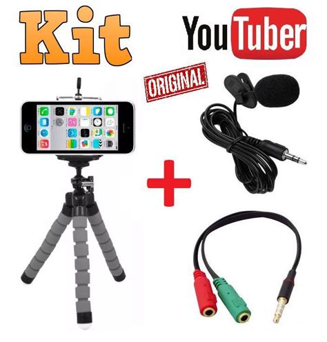 Kit Youtuber Profissional Microfone Lapela Trip M Celular