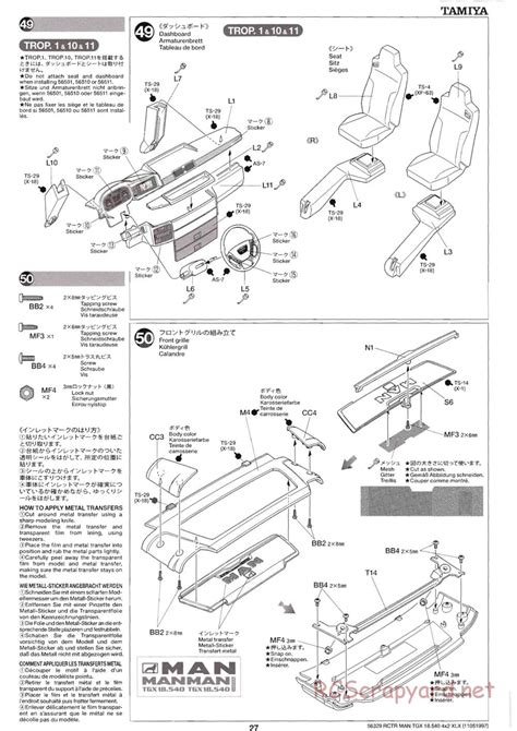 Tamiya Man Tgx 18540 4x2 Xlx Tractor Truck Cutdown Manual