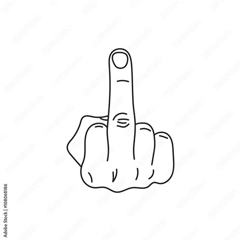 Hand Showing Middle Finger Up Fuck You Or Fuck Off Simple Black Minimal Icon On White