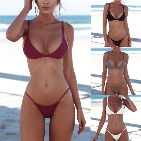 Conjunto De Bikini Bandeau Bandage Para Mujer Traje De Ba O Brasile O De Realce Ropa