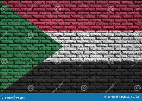 Sudan Flag Is Painted Onto An Old Brick Wall Stock Illustration