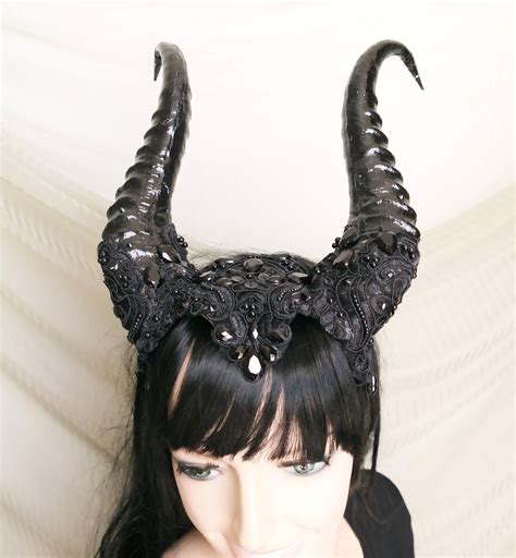 Maleficent Horns Headpiece Succubus Horn Headdress Dragons Etsy Maleficent Horns Headpiece