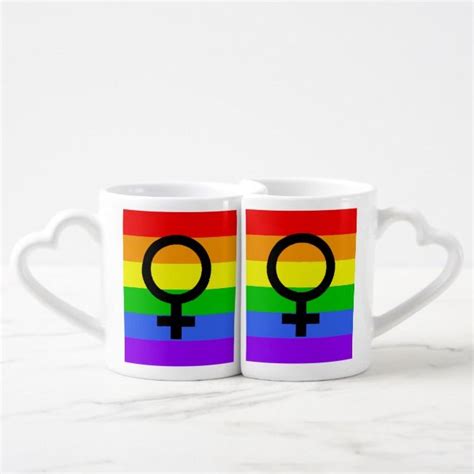 Together Forever Rainbow Lesbian Pride Coffee Mug Set