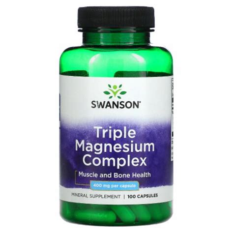 Swanson Triple Magnesium Complex 400 Mg 100 Capsules 100 Count Fry