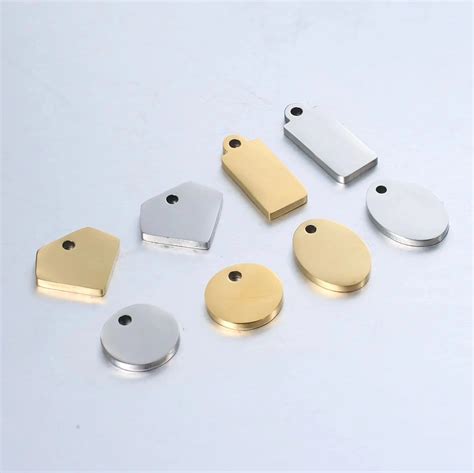 Wholesale Custom Metal Geometric Tags Designer Stainless Steel Engraved