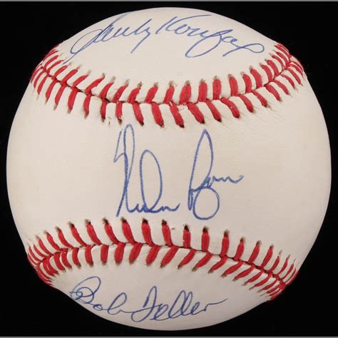 Nolan Ryan Bob Feller Sandy Koufax Signed Onl Baseball Jsa Loa