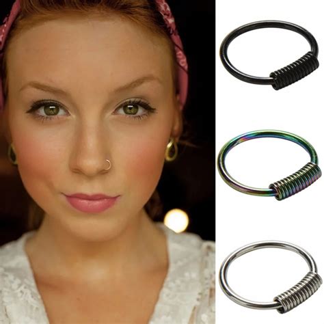 Hot Color Spring Wrap Captive Piercing Ring Real Pierced Septum