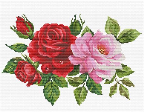 Voorbedrukt Borduurpakket Rose Bouquet Needleart World 14 Count