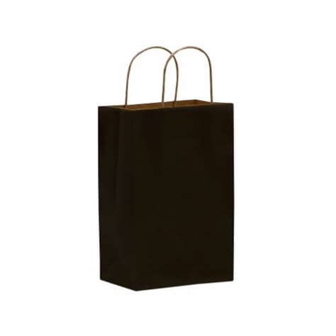 Prime Line Packaging Black Colored Kraft Paper Bags With Handles T Bags Bulk 50 Pcs 6x3x9