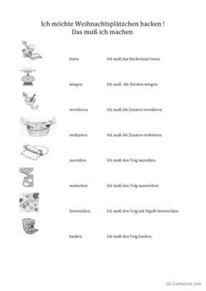 18 Backen Deutsch DAF Arbeitsblätter pdf doc