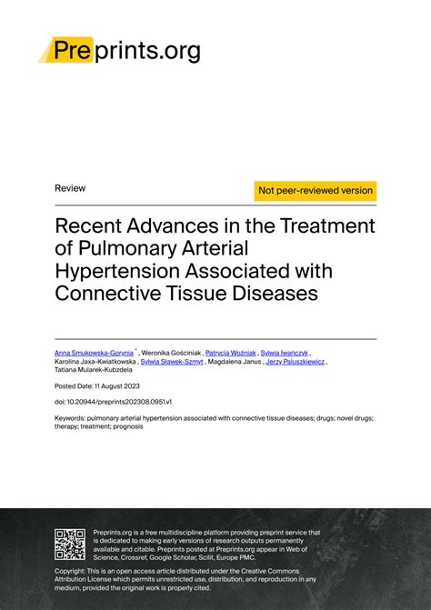 Pdf Recent Advances In The Treatment Of Pulmonary Arterial Hypertension Associated With