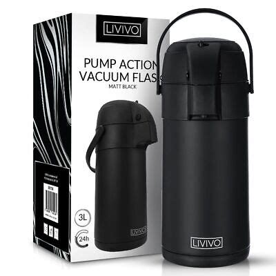 L Airpot Flask Thermos Tea Coffee Drink S S Pump Action Vacuum Insulated Hot EBay