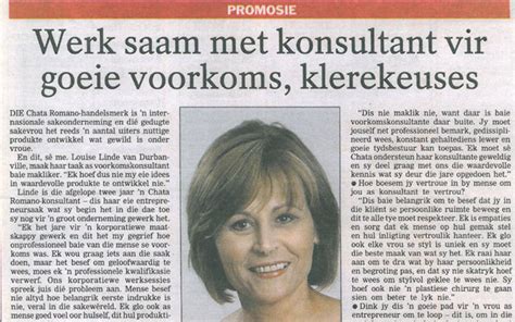 9 – 5 Die Burger - (Afrikaans newspaper) | Chata Romano - Image Consultant