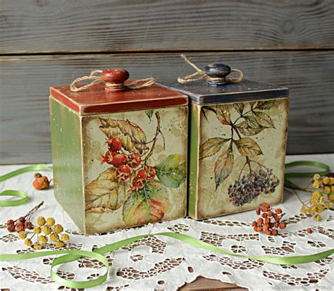Набор из 2 коробов Рябина и шиповник для кухни в стиле кантри в ...