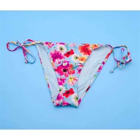 Victoria S Secret Swim Victorias Secret Large Blue Floral Brazilian Tie Bikini Bottom