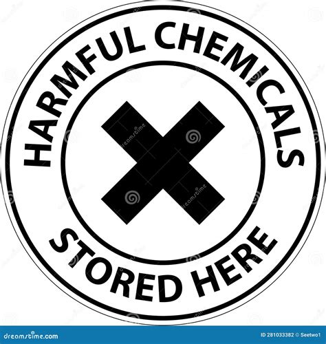 Harmful Chemicals Stored Here Sign on White Background Stock Vector