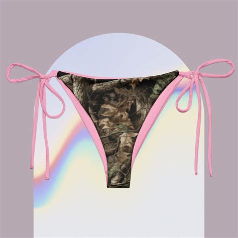 Realistic Camo Pink Recycled String Bikini Bottom 2XS 6X Size Inclusive Swimwear Y Allternative