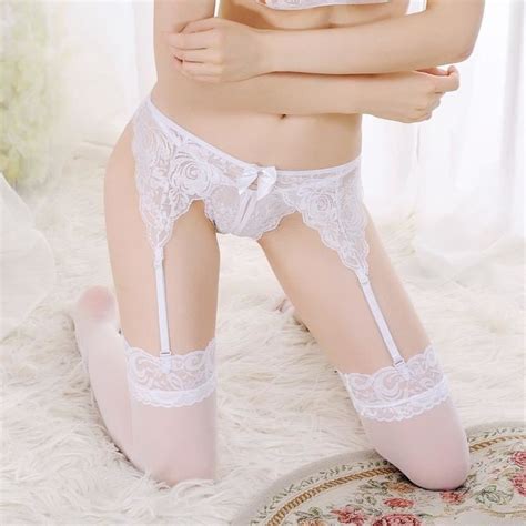 Ensemble Porte Jarretelles Transparent En Dentelle Sexy Pour Femme Ensemble De Lingerie Femme