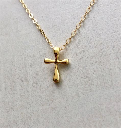 Small Gold Cross Necklace - Etsy