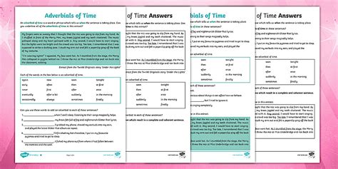 KS2 Time Adverbials Differentiated Worksheet Teacher Made