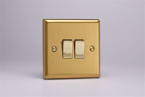 Varilight Classic Brushed Brass Gang A Intermediate Rocker Switch