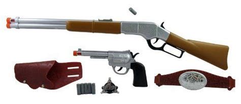 28 Western Rifle And Pistol Cowboy Sheriff Toy Gun Playset By Western