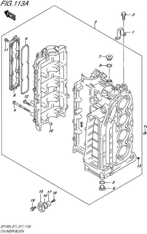 Блок цилиндров для Suzuki DF140A, год: 2017. OEM запчасти - Мегазип ...