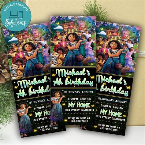 Encanto Birthday Ticket Invitation Customizable Template Instant