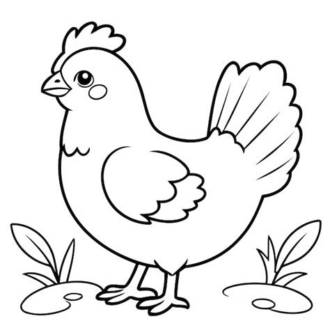 Adorable hen drawing illustration for kids page | Premium AI-generated vector