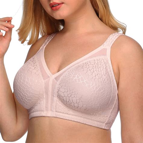 Exclare Womens Full Coverage Plus Size Comfort Double Support Unpadded Wirefree Minimizer Bra