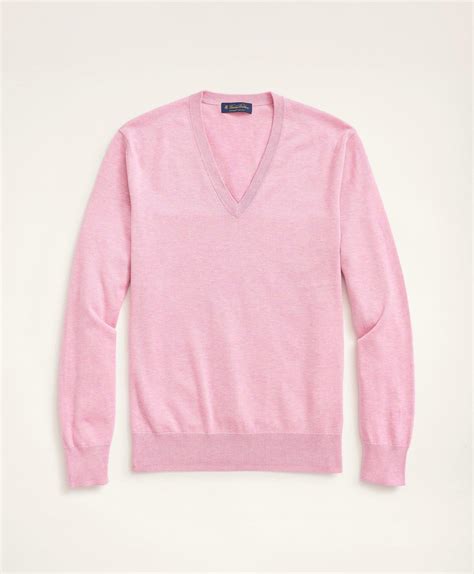 Brooks Brothers Supima Cotton V Neck Sweater Pink Brooks Brothers