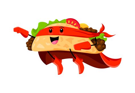 Cartoon fast food happy taco superhero character 47108677 Vector Art at ...