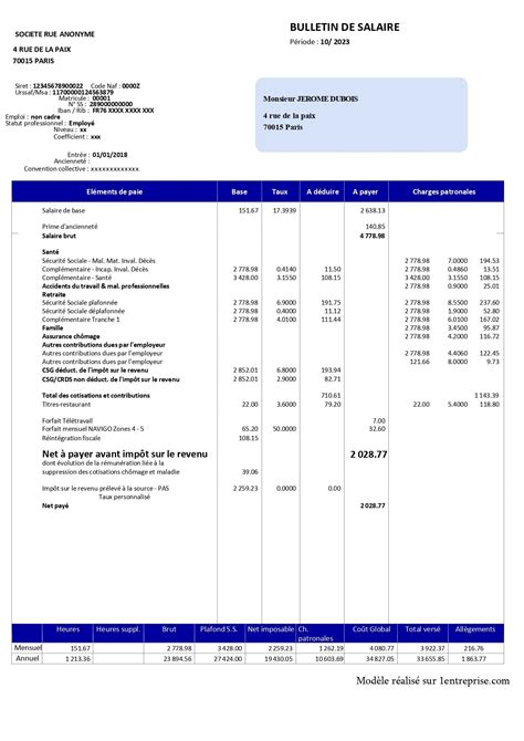 Fiche de paie Word à Télécharger 100 Gratuit Format Word PDF