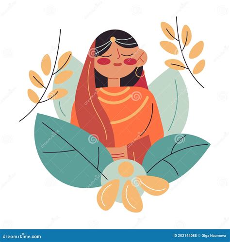 Young Indian Wife in Traditional Dress and Accessories at Wedding