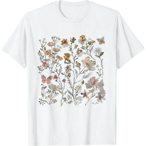 Onetech Women Boho Wildflowers Cottagecore Shirt Vintage Butterfly