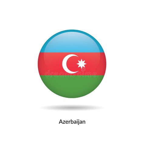 Azerbaijan Flag Round Glossy Stock Vector Illustration Of Element