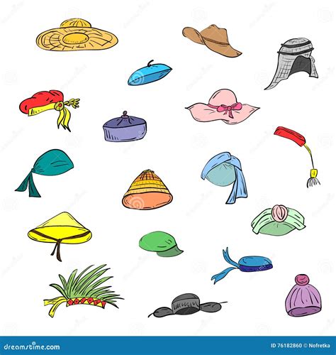 Cute Hand Drawn Painted Hats Doodle Style National Hats Perfect For